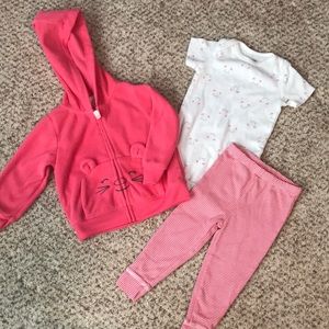 Baby Girl Outfit Onsie, pants, and zip up jacket